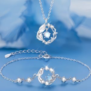 Blue Eucalyptus Encountering Bird Necklace
