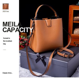 Leather bucket bag