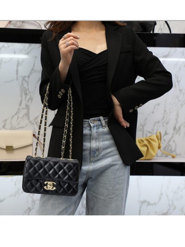 Diamond grid single shoulder crossbody bag - 图片 5