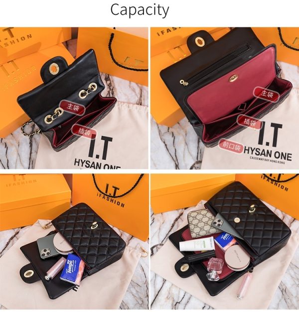 Diamond grid single shoulder crossbody bag - 图片 6